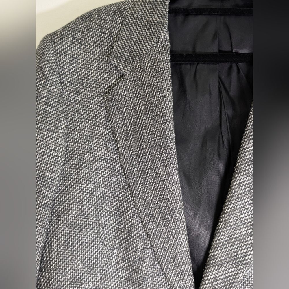 Vintage 80s Hunt Valley Wool Sport Coat 42R Gray Tweed Professor Academic - Picture 11 of 15